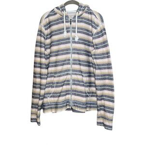 Fat Face Full Zip Hooded Sweatshirt Mens Medium Striped Cotton Hoodie Surf